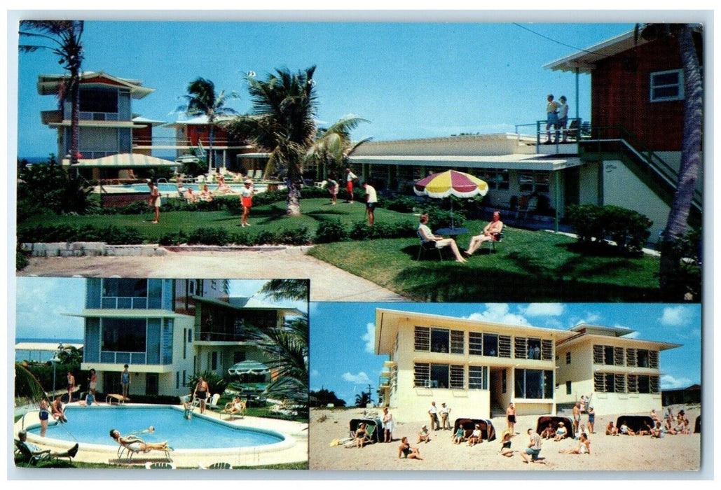 Sea Castle On The Ocean Pompano Beach Florida FL Multiview Advertising Postcard