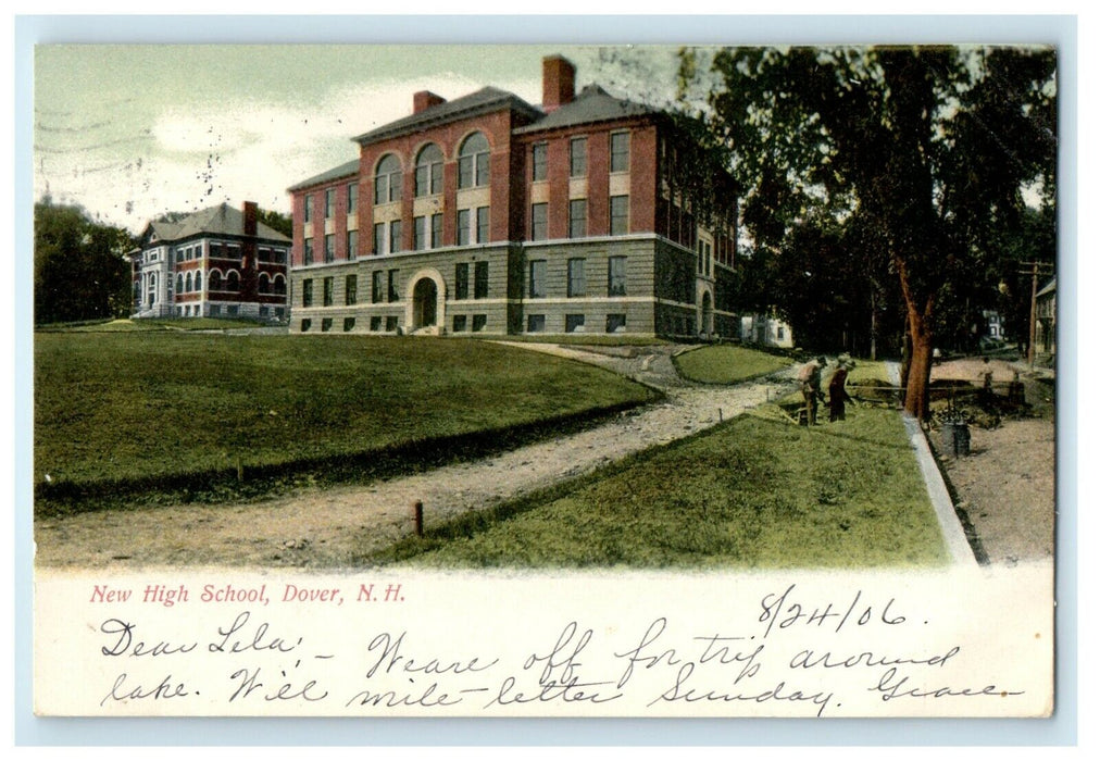 1906 New High School Campus Building Dover New Hampshire NH Antique Postcard