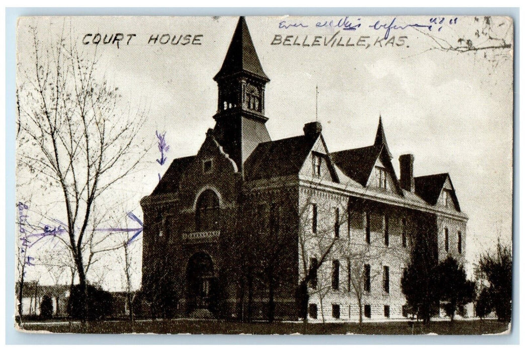 1911 Court House Building Belleville Kansas KS Posted Antique Postcard