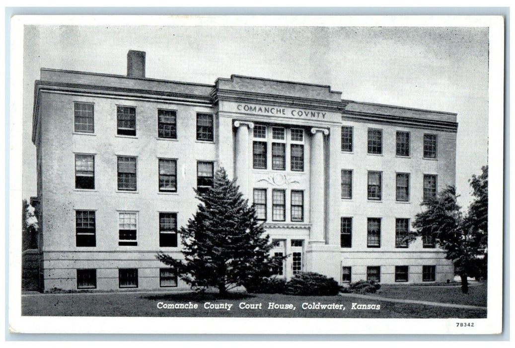 c1930's Comanche County Court House Building Coldwater Kansas KS Postcard