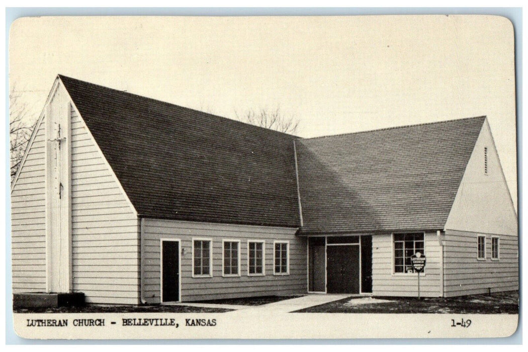 c1910's Lutheran Church Street Scene Belleville Kansas KS Antique Postcard