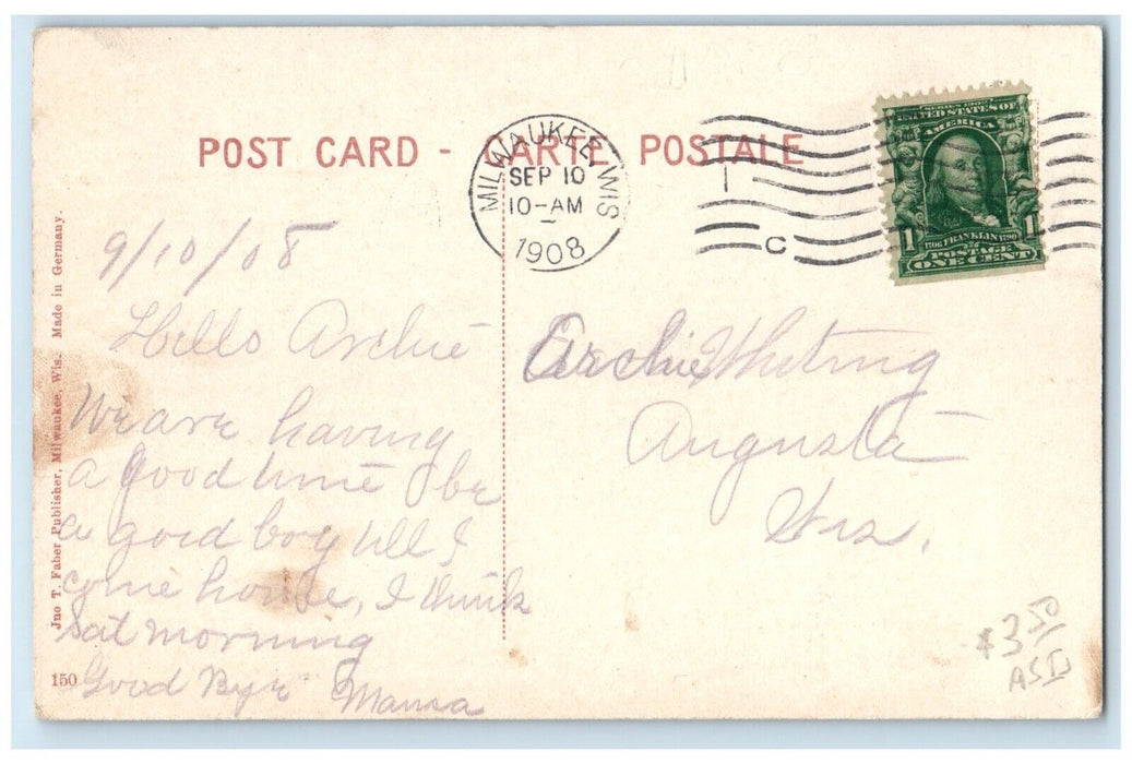 1908 Wisconsin St. & Railway Exchange Bldg. Milwaukee Wisconsin WI Postcard