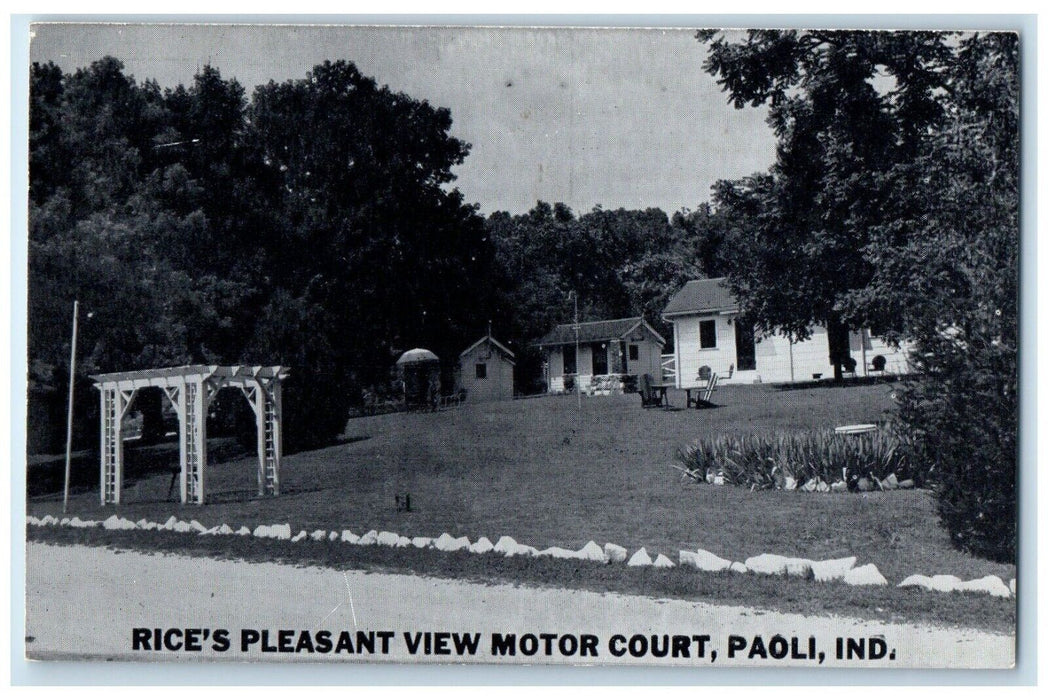 View Of Rice Pleasant View Motor Court Paoli Indiana IN Antique Postcard