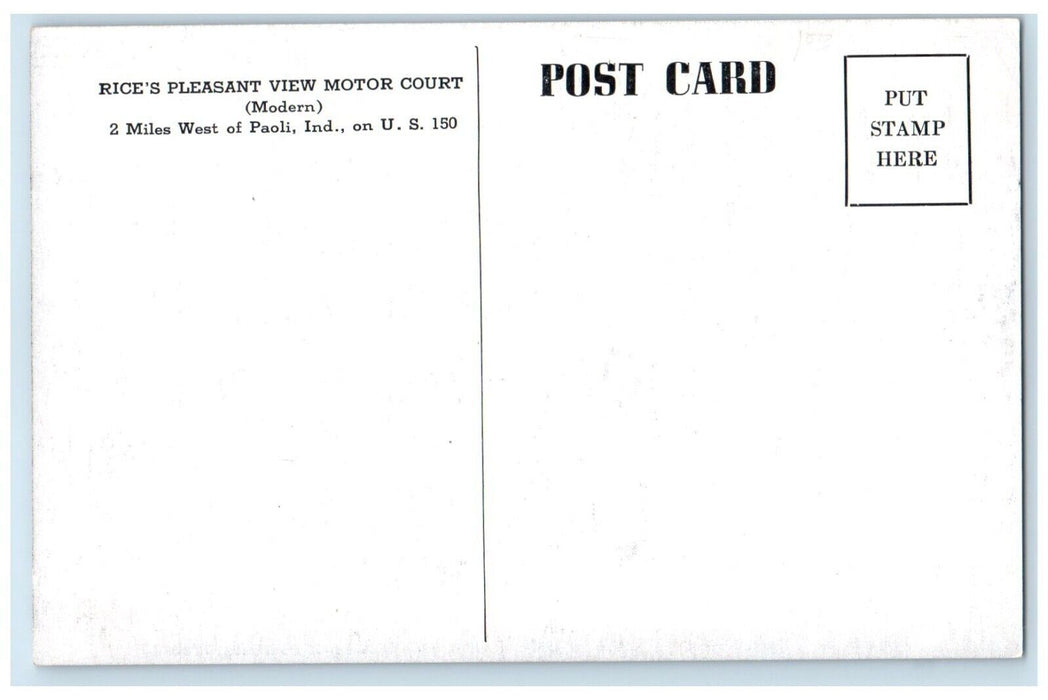 View Of Rice Pleasant View Motor Court Paoli Indiana IN Antique Postcard