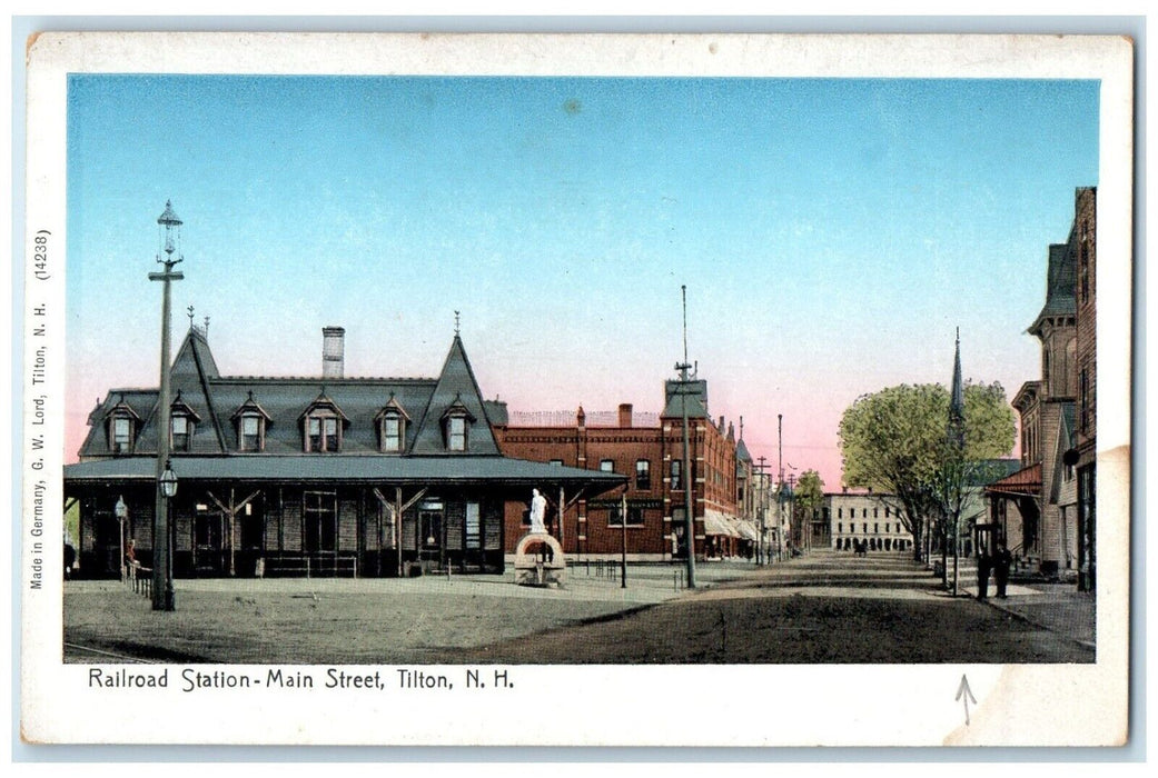 c1905 Railroad Station Main Street Tilton New Hampshire NH Antique Postcard