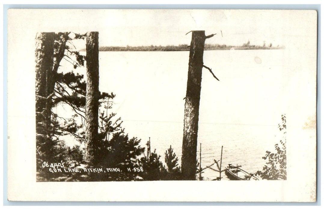 1947 View Of Gun Lake Aitkin Minnesota MN RPPC Photo RPO Vintage Postcard