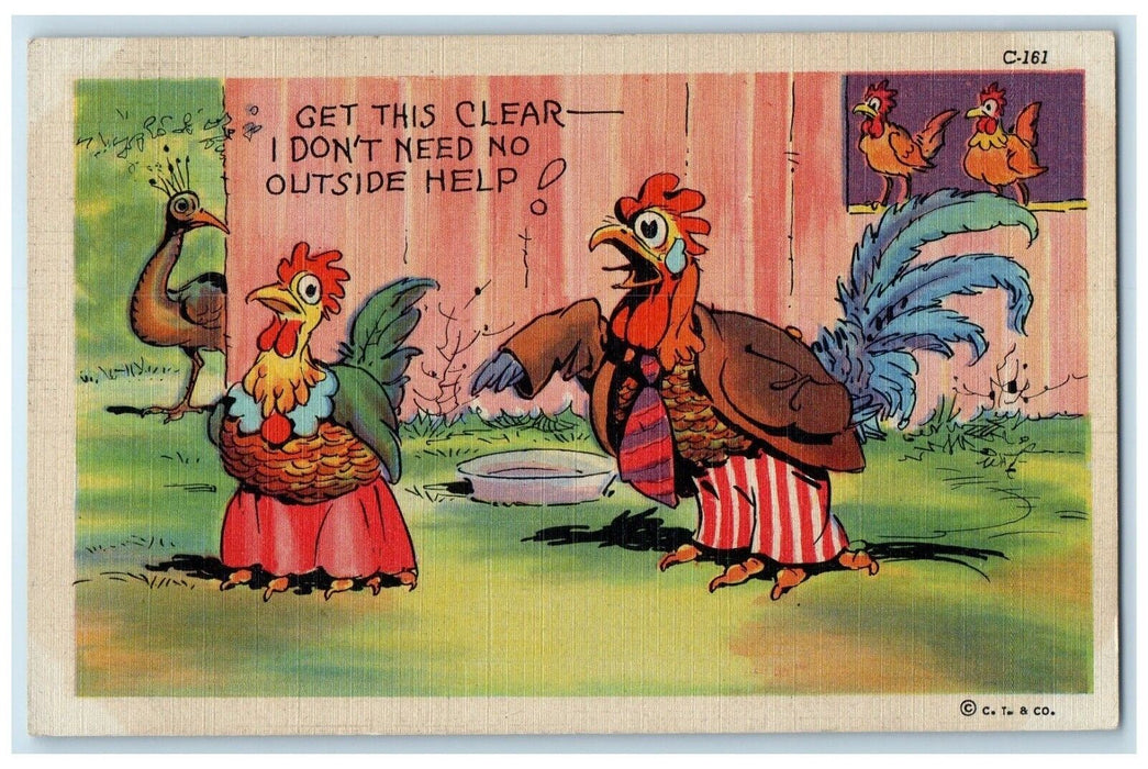 1946 Anthropomorphic Chicken Hen Get This Clear Roswell New Mexico NM Postcard