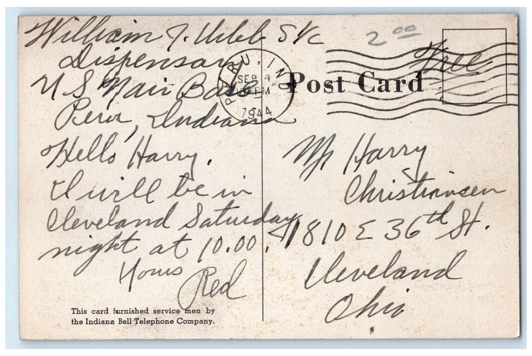 1944 Operations Building US Naval Air Station Bunker Hill Indiana IN Postcard