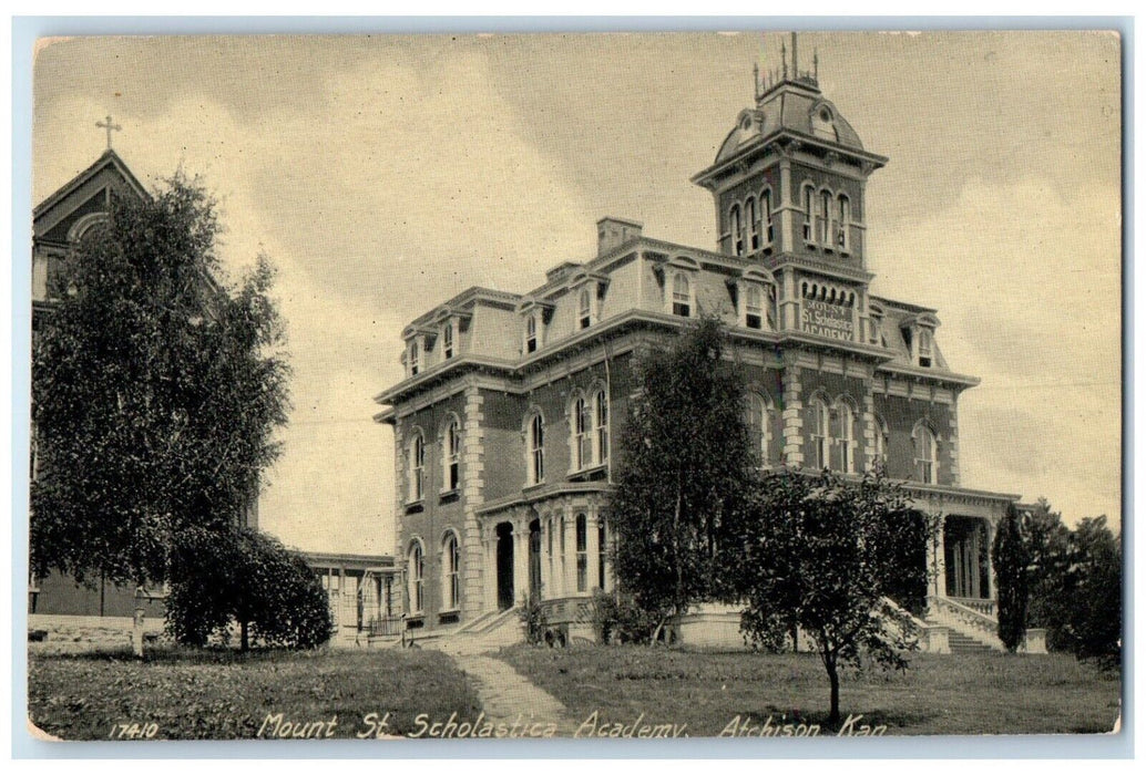 c1910 Mount St. Scholastica Academy Exterior Building Atchison Kansas Postcard