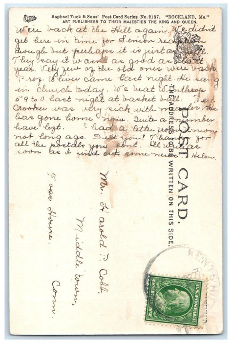 c1905 Public Library Building Rockland Maine ME Tuck's Posted Antique Postcard