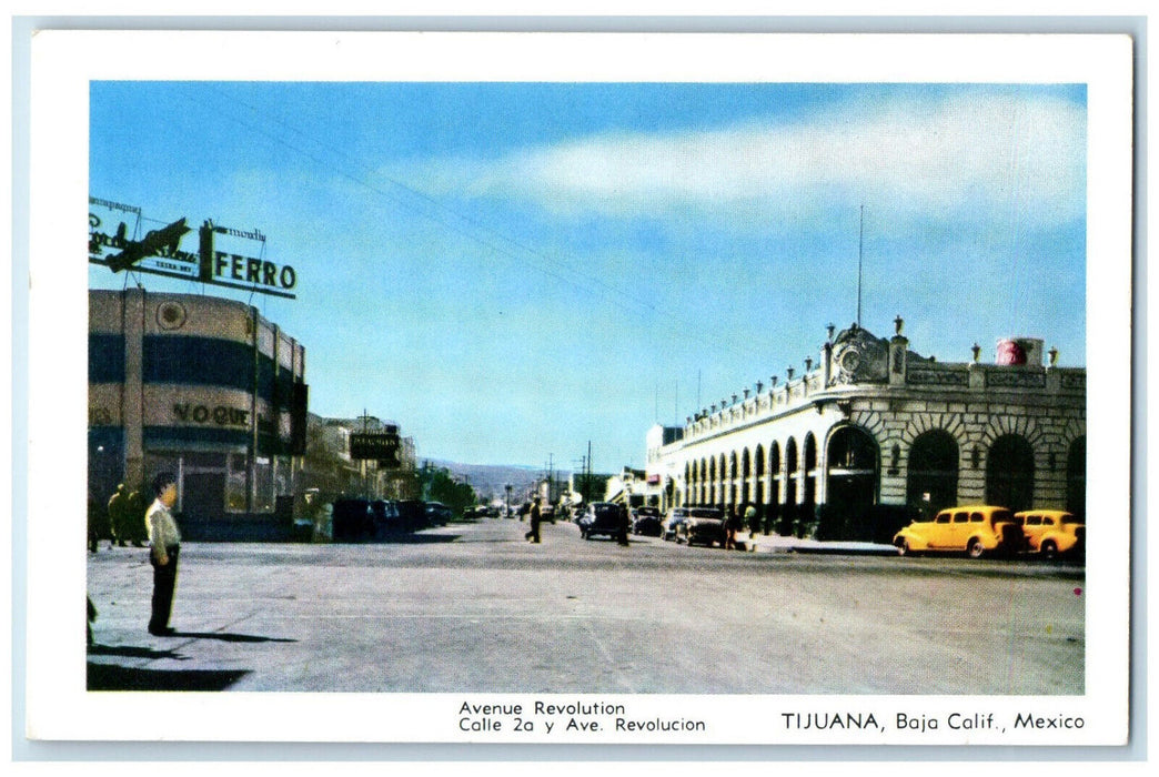 c1930's Ferro Building Revolution Avenue Tijuana Baja California Mexico Postcard