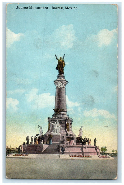 c1910 Juarez Monument Made By Granite Marble Juarez Mexico Posted Postcard