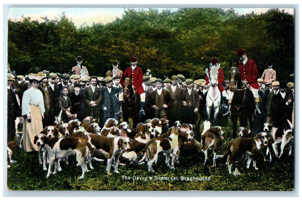 c1910 Owners of The Devon Somerset Staghounds England Antique Postcard