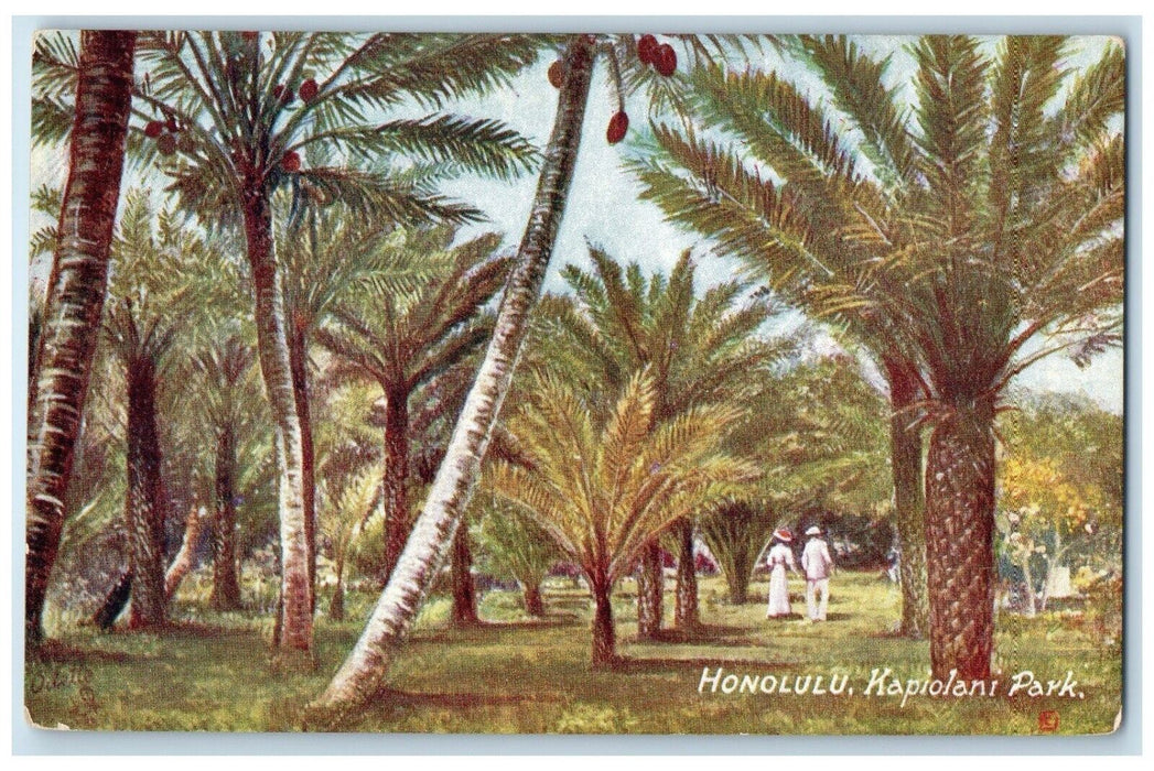 c1910's Honolulu Kapiolani Park Palm Trees Hawaii HI Tuck's Antique Postcard