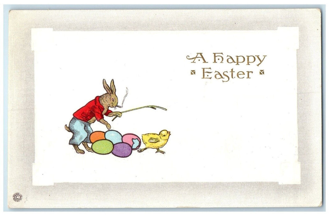 c1910's Easter Anthropomorphic Rabbit Eggs Baby Chick Unposted Antique Postcard