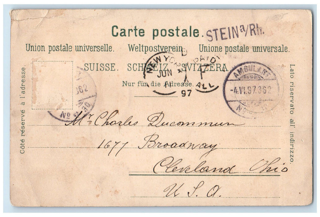 1897 Greetings from Stein a Rhein Hotel Multiview Switzerland Postcard