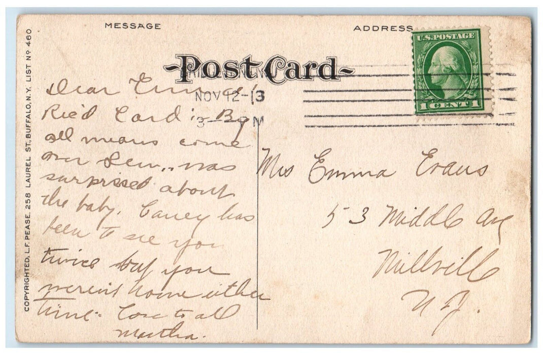 1913 Thanksgiving Greeting Poor Turkey Millville New York NY Antique Postcard