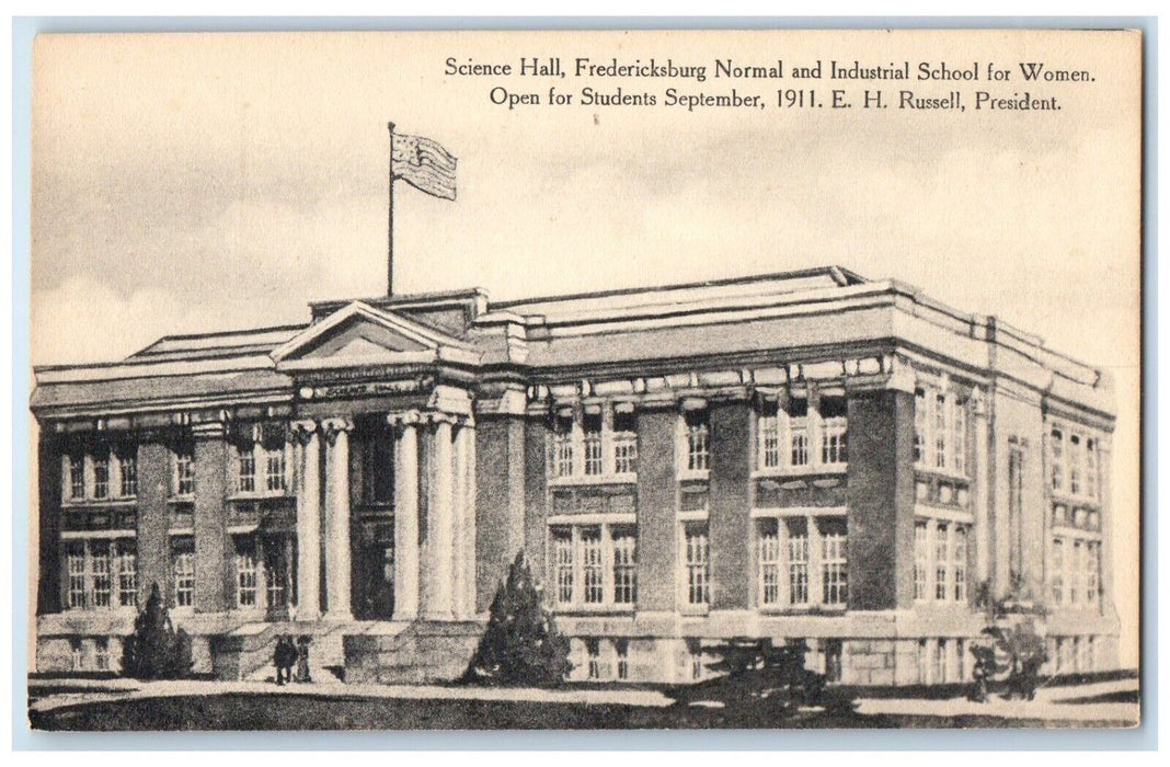 c1910 Science Hall Fredericksburg Normal Industrial School Virginia VA Postcard