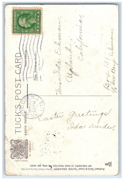 Easter Dutch Kids Hatched Eggs Chicks Windmill Atlantic NJ Tuck's Postcard