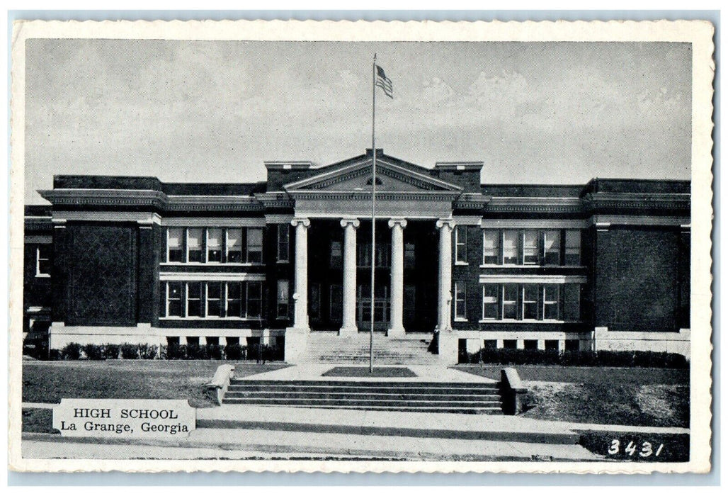 c1940 Exterior Entrance View High School Building La Grange Georgia GA Postcard