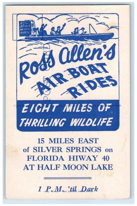 c1940 Milking Rattlesnake Ross Allen's Reptile Silver Spring Florida FL Postcard