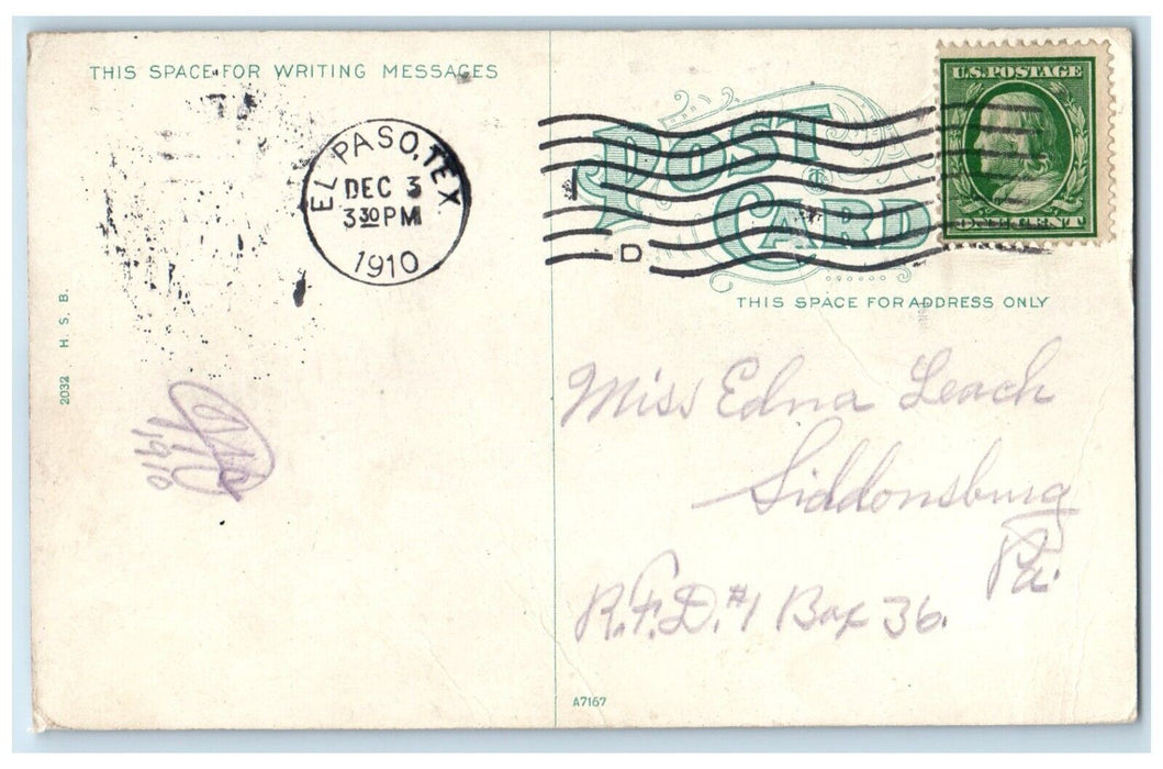 1910 Alligator Pool San Jacinto Plaza Exterior Building El Paso Texas Postcard