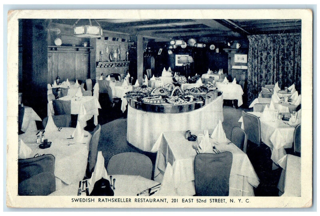 1941 Swedish Rathskeller Restaurant Street Hors New York City New York Postcard