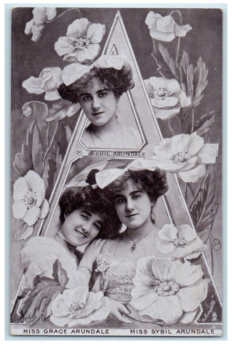 c1910's Pretty Womens And Flowers Large Letter A Actress Tuck's Antique Postcard