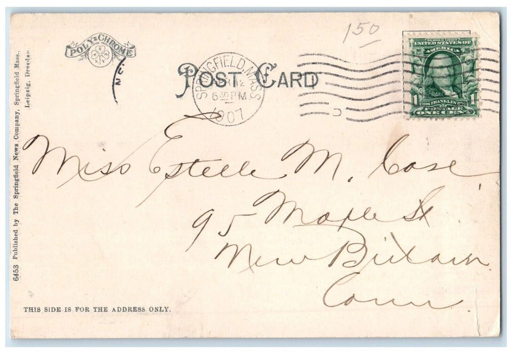 1907 Springfield Fire Marine Insurance Company Building Massachusetts Postcard