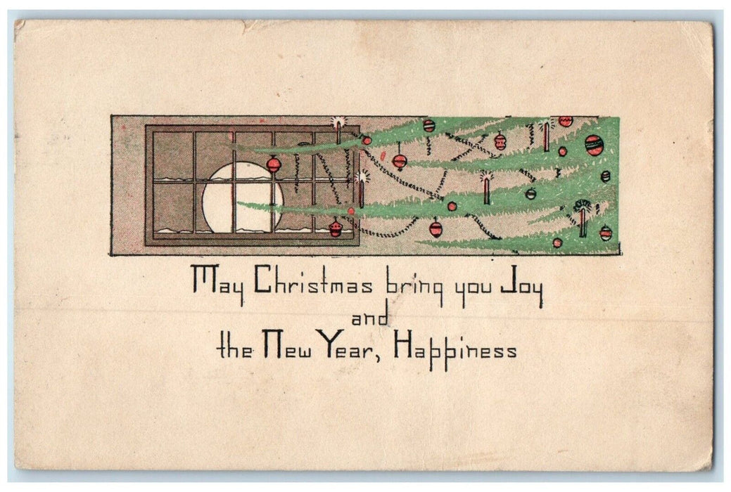 1916 Christmas New Year Moonlight Scene Window Raymond Howe Arts Crafts Postcard