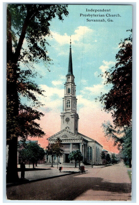 c1910 Exterior View Independent Presbyterian Church Savannah Georgia GA Postcard