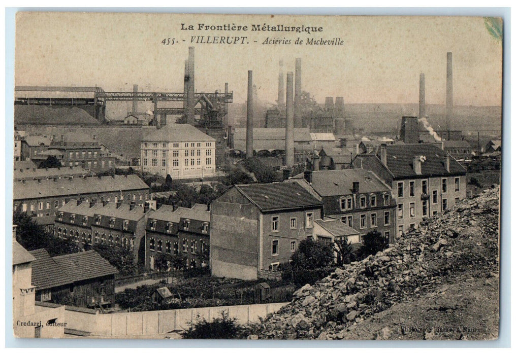 c1910 Frontier Metallurgical Acieries De Micheville Villerupt France Postcard