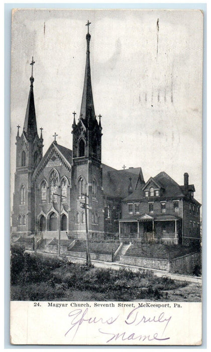 1908 Exterior Magyar Church Seventh Street McKeesport Pennsylvania PA Postcard