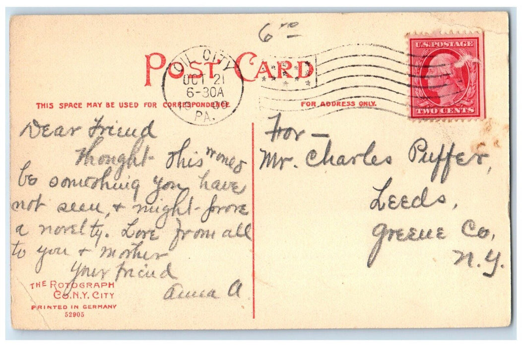 1909 Scenic View Shooting Oil Well Oil City Pennsylvania Posted Vintage Postcard