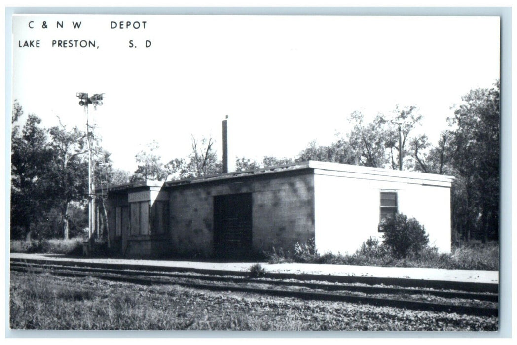 c1960 C&NW Lake Preston South Dakota SD Train Depot Station RPPC Photo Postcard