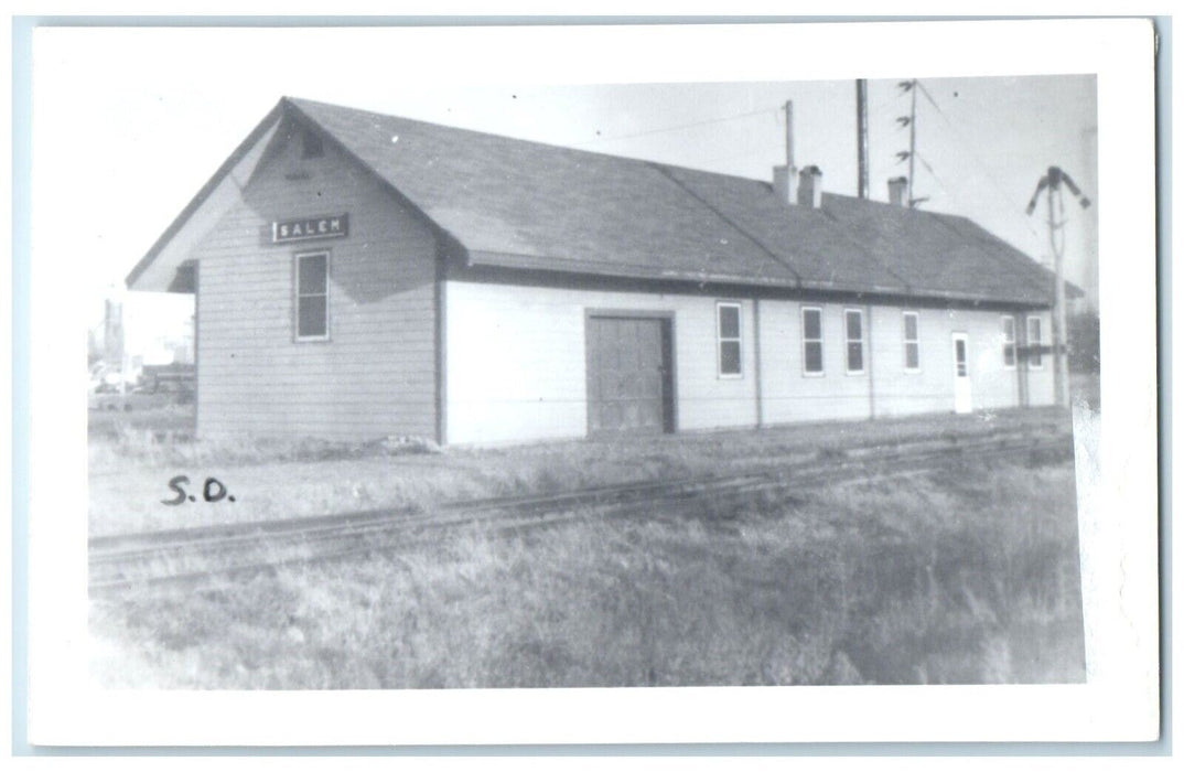 c1960's Salem South Dakota SD Vintage Train Depot Station RPPC Photo Postcard