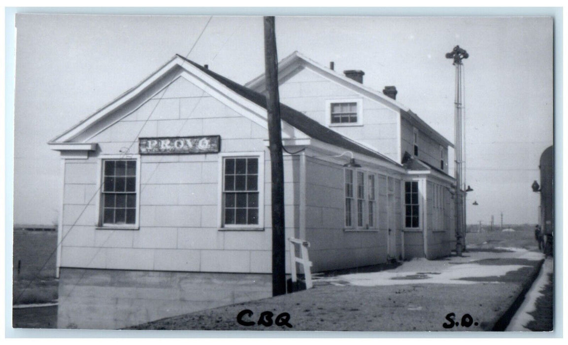 c1960 CBQ Provo South Dakota SD Vintage Train Depot Station RPPC Photo Postcard