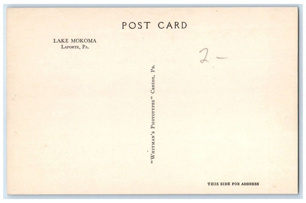c1940 Canoeing Sail Boat Lake Mokoma Laporte Pennsylvania PA Unposted Postcard