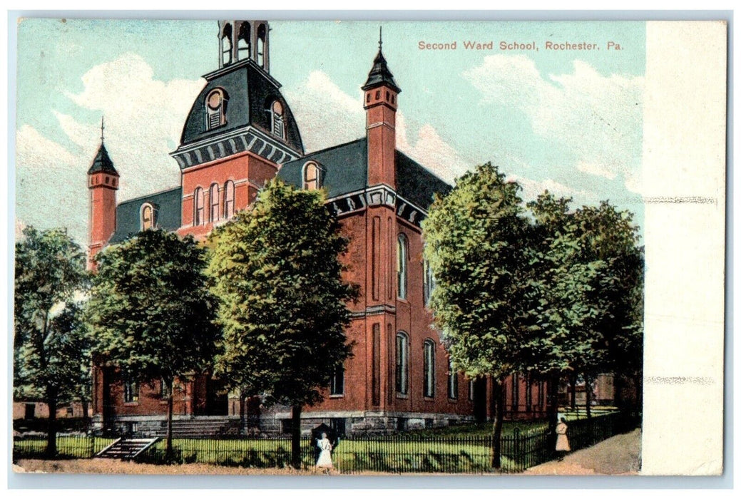 c1910 Exterior View Second Ward School Building Rochester Pennsylvania Postcard