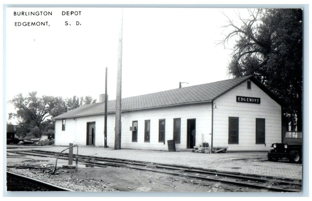 c1960 Burlington Edgemont South Dakota Train Depot Station RPPC Photo Postcard