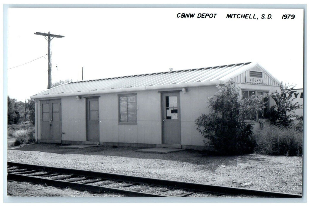 c1979 C&NW Depot Mitchell South Dakota Train Depot Station RPPC Photo Postcard