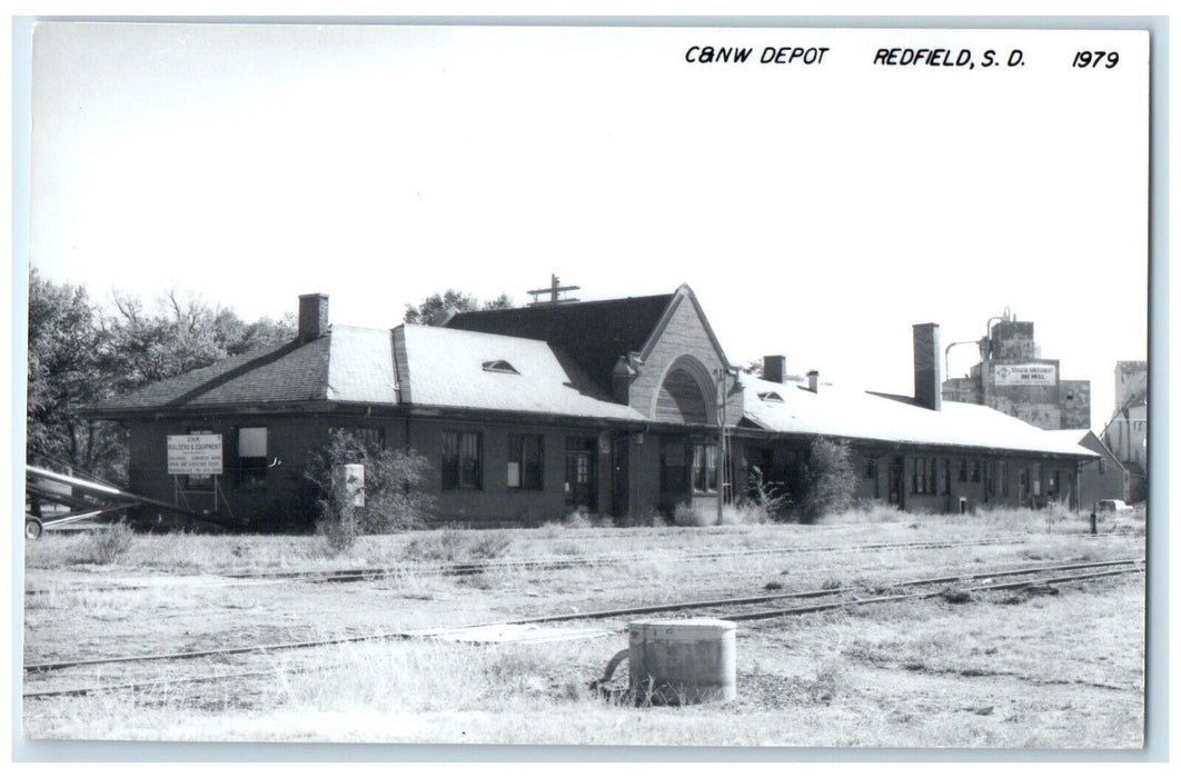 c1979 C&NW Depot Redfield South Dakota Train Depot Station RPPC Photo Postcard