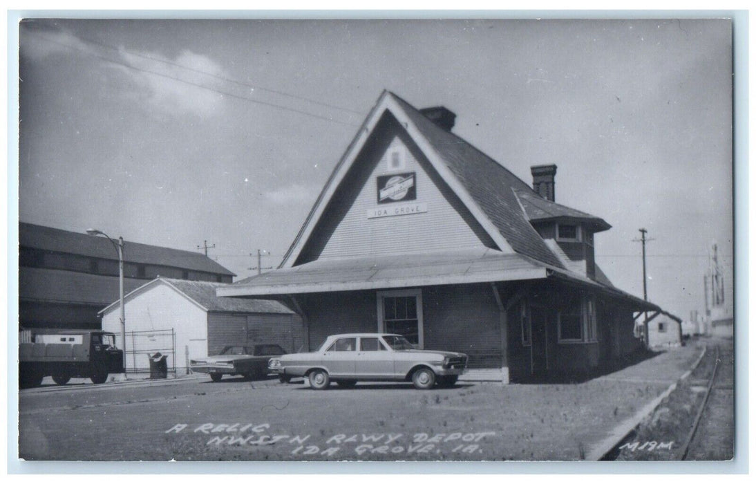 c1960's Relic Rlwy Depot IDA Grove Iowa Train Depot Station RPPC Photo Postcard