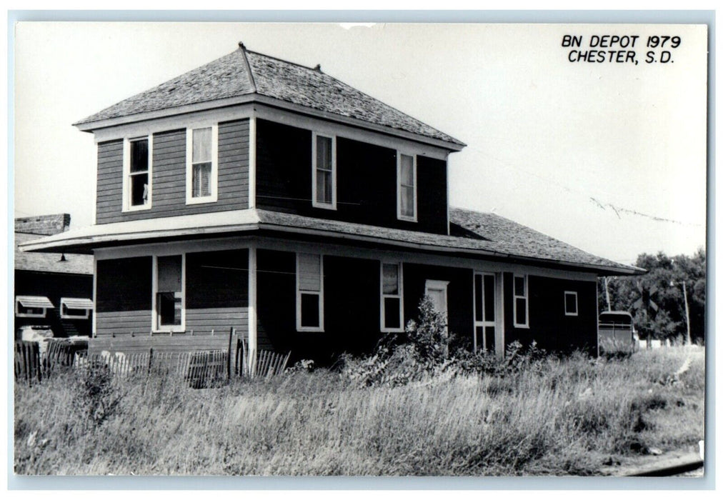 c1979 BN Depot Chester South Dakota SD Train Depot Station RPPC Photo Postcard