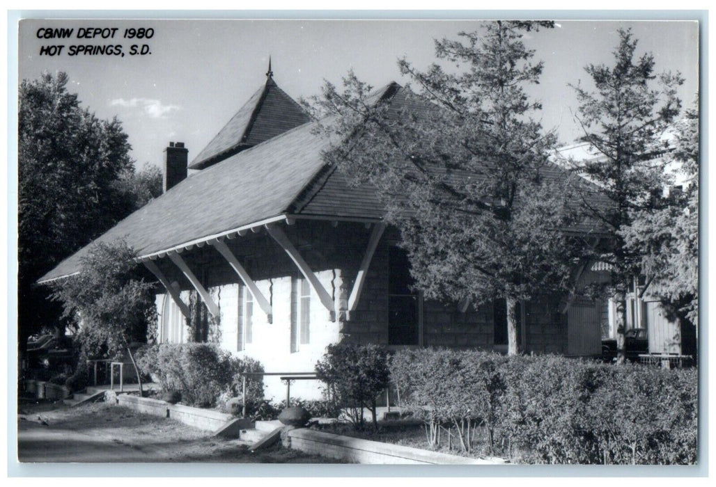 c1980 C&NW Hot Springs South Dakota SD Train Depot Station RPPC Photo Postcard