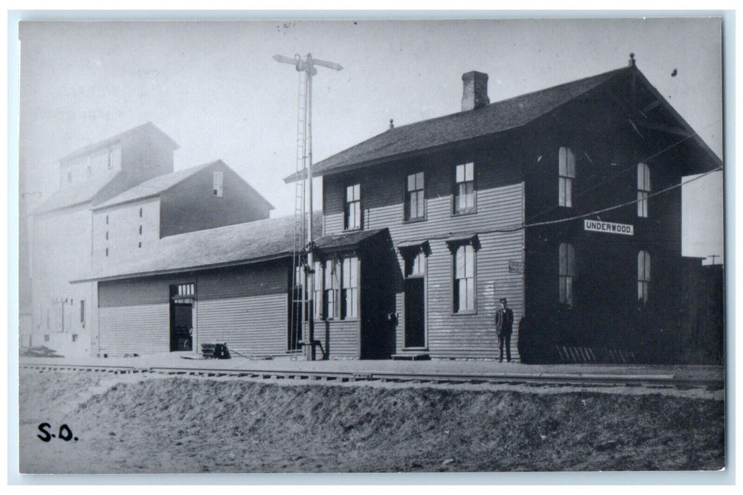 1960's Underwood South Dakota SD Vintage Train Depot Station RPPC Photo Postcard