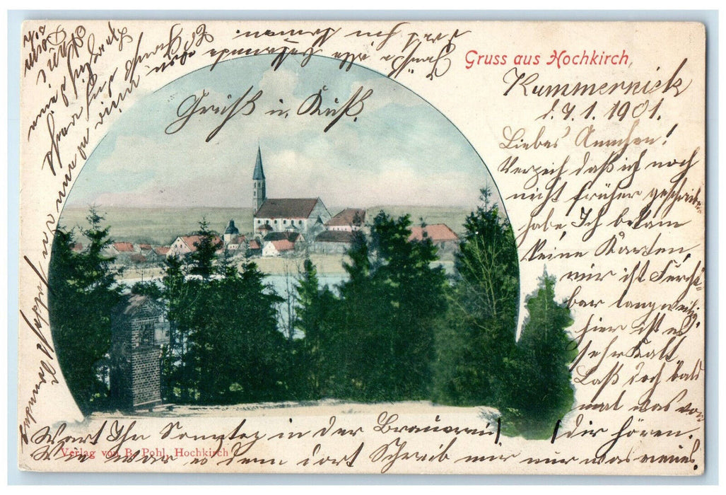 1901 Greetings from Hochkirch Bautzen in Saxony Germany Antique Posted Postcard