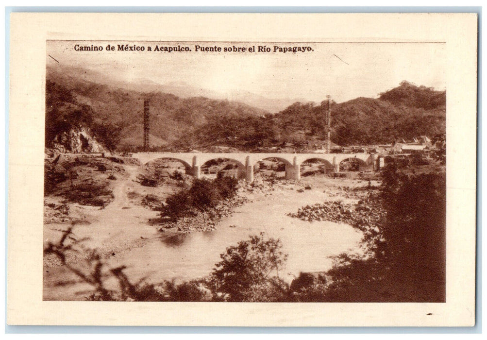 1930 Mexico Road Acapulco Bridge Over the Papagayo River Antique Postcard