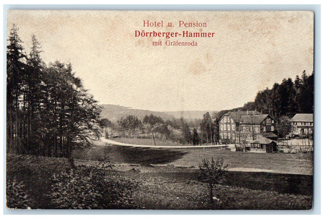 c1910 Hotel Pension Dörrberger-Hammer Gräfenroda Germany Unposted Postcard