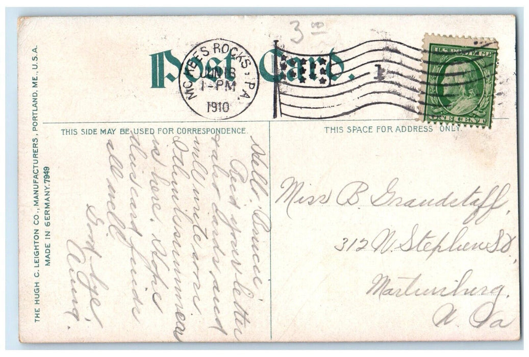 1910 County Buildings Railroad Scene Claremont Pennsylvania PA Antique Postcard